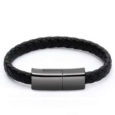 Leather Micro USB Bracelet Charger Data Charging 20CM Cable Sync Cord For iPhone Android Type-C Phone Cable