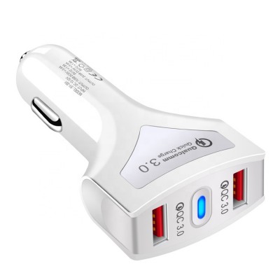 CU10 white mobile phone fast-charge 36W Quick Charge 3.0 2USB ports car charger for mobile phone