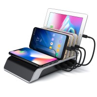 Desktop Charging Station 5-in-1 Multiple Charger Dock Organizer Stand with USB Ports for iPhone X/8/8 Plus/7/Plus Ipad Samsun